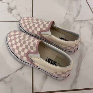 Pink checkerboard classic slip on Vans